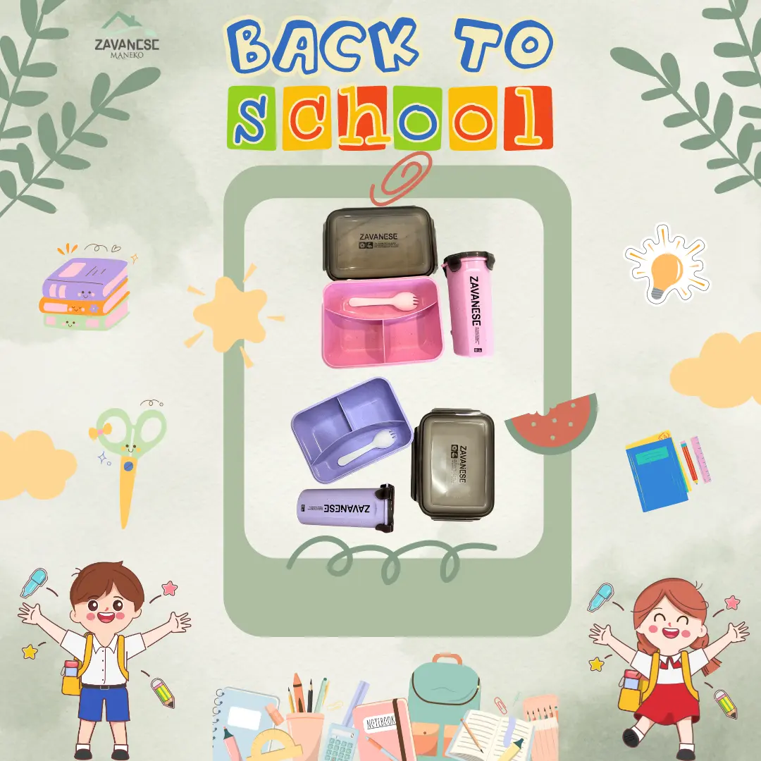 [PROMO BACK TO SCHOOL] ZAVANESE KOTAK BEKAL 3 SEKAT FREE BOTOL MINUM BAHAN JERAMI GANDUM FREE SENDOK - 141