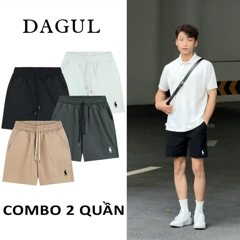 Combo quần short kaki dù nam nữ DAGUL, logo thêu hình ngựa, chất liệu mềm mại mặc thoáng mát.