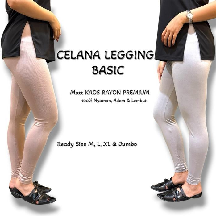 Gambar Celana Legging Panjang Basic Wanita Kaos Polos, Celana Legging Panjang Kaos Rayon Premium, Size M s/d Jumbo dari Zahra Kerudung Kota Tangerang Tokopedia