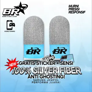 [BARU] BRstar Sarung Jempol Gaming V2 BIRU – Finger Sleeves Silver Fiber | Ultra Responsif, Finger Sleeve untuk Mobile Gaming FPS,MOBA,BATTLE ROYALE