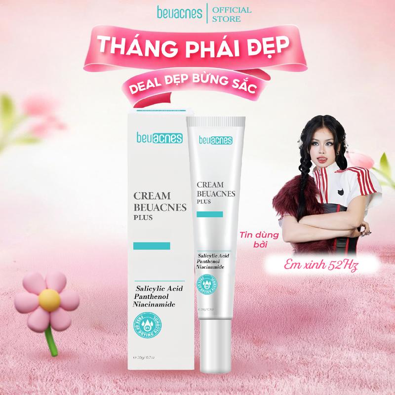 Kem Mụn BEUACNES PLUS - 15g - Hỗ Trợ Giảm Mụn, Sáng Da, Mờ Thâm Mụn, Dưỡng Ẩm Da, Giải Pháp An Toàn Cho Làn Da Mụn, Skincare Chăm Sóc Da Dưỡng Ẩm Da  Làm Đẹp Da Nữ Women - TM42 chấm  mụn  gel đẩy đầu đen phục hồi giammun chính hãng lot mun dầu ủ beuac nec