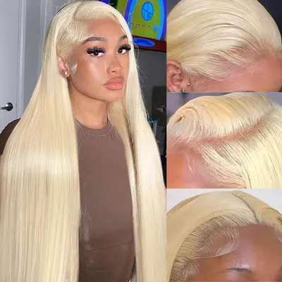 Sexy blonde ash bone beige deals straight h.d balayage lace front wig