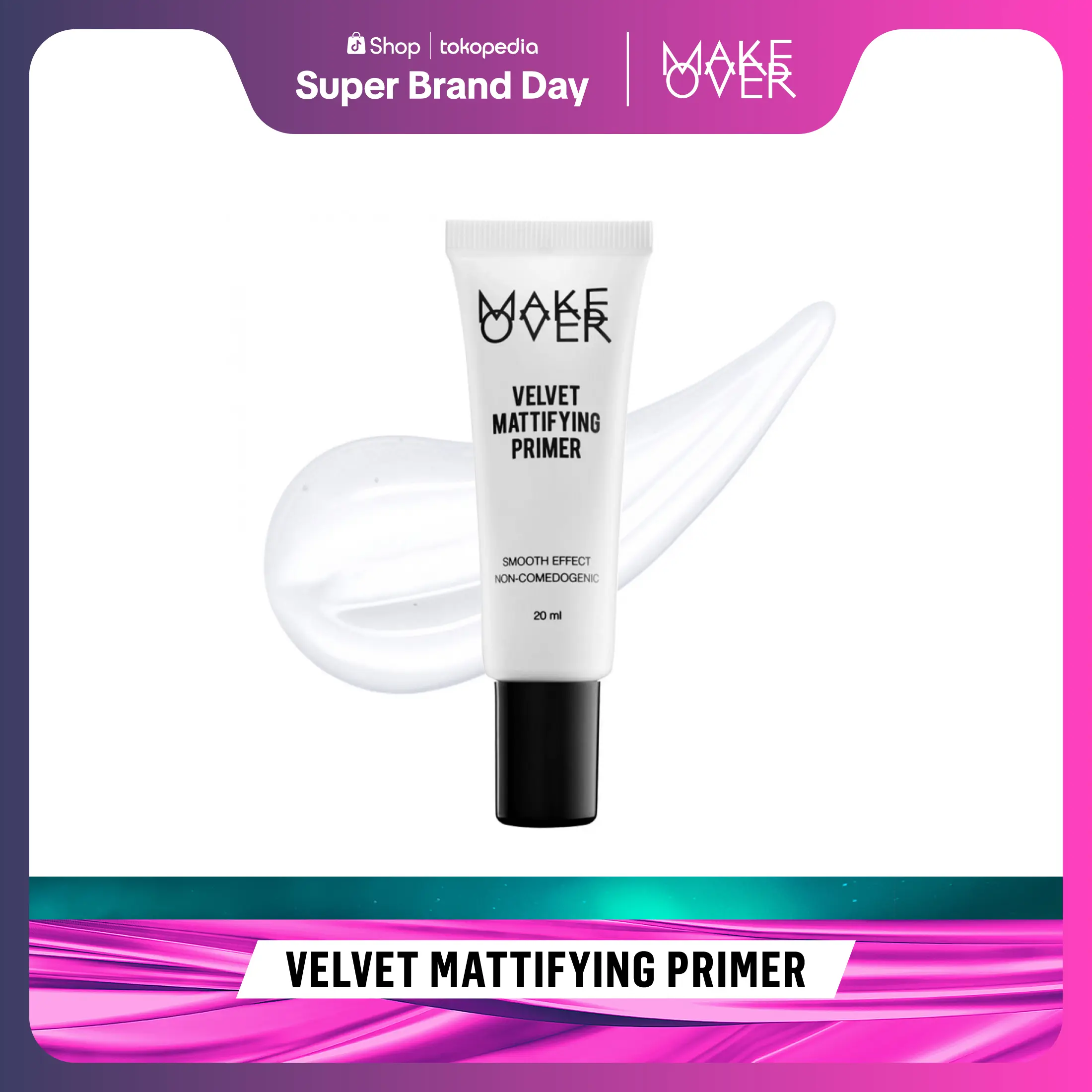 MAKE OVER Velvet Mattifying Primer - Primer matte mengecilkan pori oil-control cocok kulit berminyak tidak berwarna membuat makeup lebih tahan lama base makeup non-comedogenic Lebaran Raya