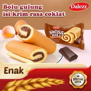 Dalazz Kue Gulung Lembut Rasa Cokelat | Swiss Roll Halal | Camilan Manis Pilihan | Snack Keluarga 18g/Pack