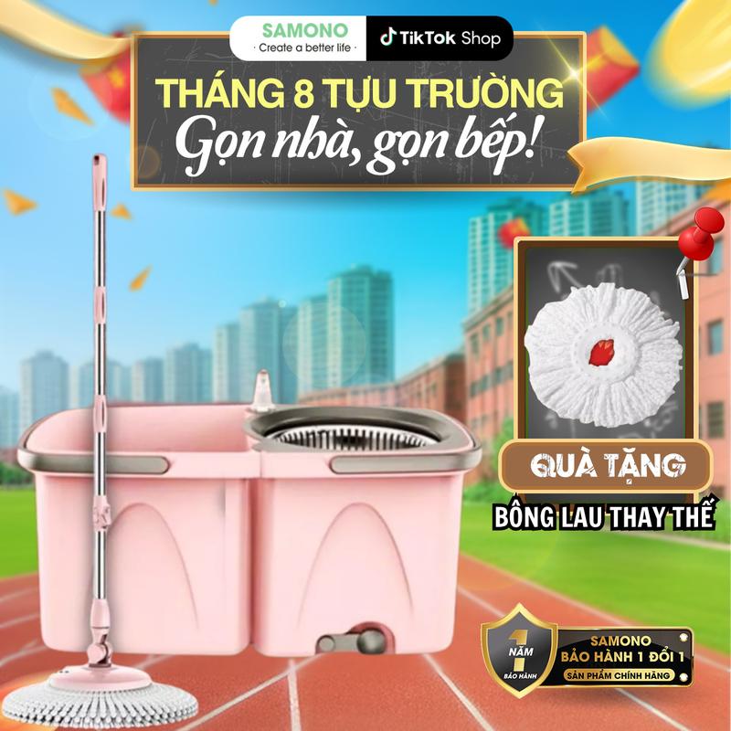 BONBOX Bộ Lau Nhà BCT706 2 Ngăn Tách Rời Xoay 360 Độ Chất Liệu Nhựa PP & Inox Sợi Microfiber Thấm Hút Tốt Dễ Vắt Khô Không Mệt Nữa
