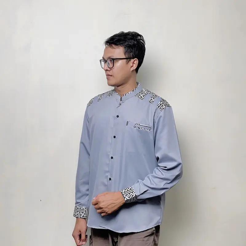 Kemeja koko pria lengan panjang kombinasi batik motif panser EL RUMI Muslim Baju 5
