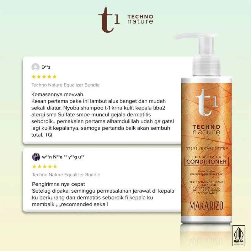 [Sarwendah Exclusive] Paket ISI 2 - T1 Techno Nature Equalizer Shampoo & Conditioner 180 mL 7