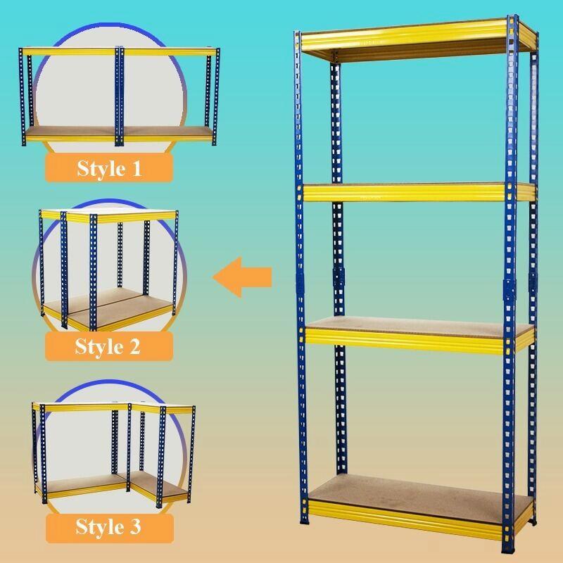 GY-0-1-Rak Besi Serbaguna 5 Tingkat Berat Tugas Tinggi Tanpa Paku Biru dan Kuning Steel Blue untuk Rumah, Toko, dan Gudang - bmzar Furniture White - Rack