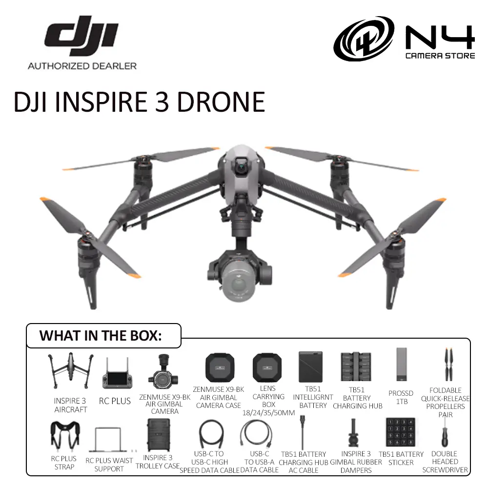 DJI Inspire 3 Drone  With X9-8K Air Full-Frame 3-Axis Gimbal l Spotlight Pro Subject Tracking (DJI Malaysia Warranty)