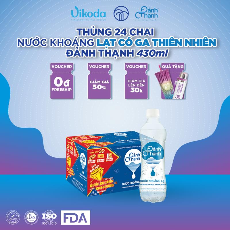 Thùng 24 chai Nước khoáng thiên nhiên bổ sung ga Đảnh Thạnh 430ml 0