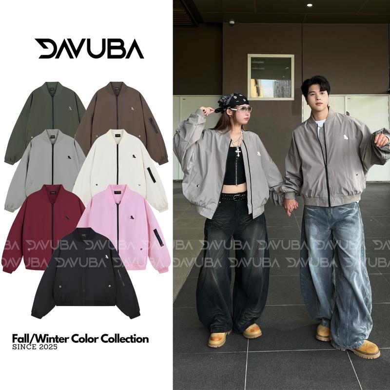   Deal Mở Bán  DAVUBA l Áo Khoác Bomber Signature Tay Nhúm Logo Thiếc Form Boxy SM152 