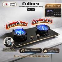 Gambar [2026 Baru] CULINEX MD730 Kompor Gas 2 Tungku 2in1 (Tanam/Meja) – Timer Otomatis, 9 Mata Api Hemat Gas 3700W, Kaca Tempered - MD730(2T)-Kayu Box dari Culinex Indonesia Official Kab. Tangerang 1 Tokopedia