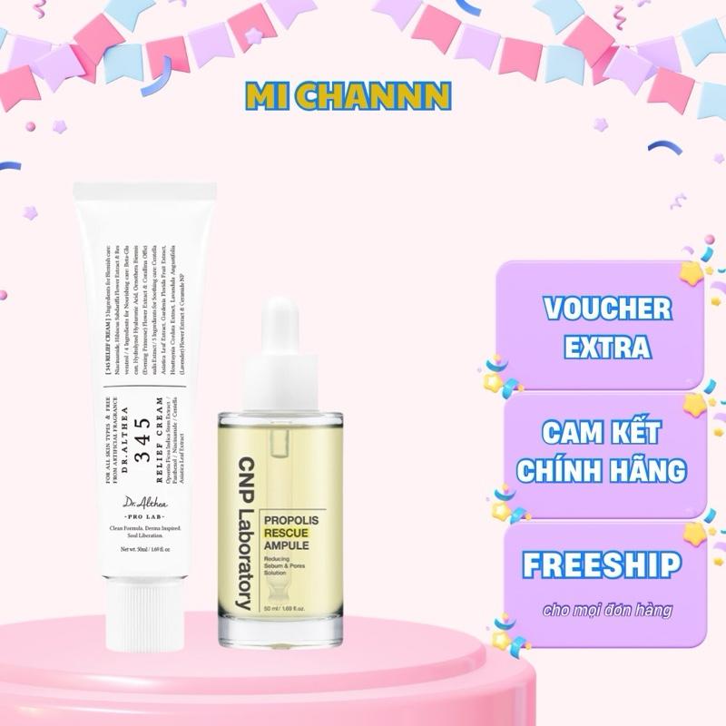 Combo serum Keo ong CNP + kem dưỡng 345 Relief dành cho da dầu mụn