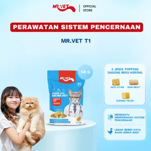 Mr.Vet Makanan Kucing Kering / Mr.Vet T1 50g Untuk Menjaga dan Merawat Sistem Pencernaan