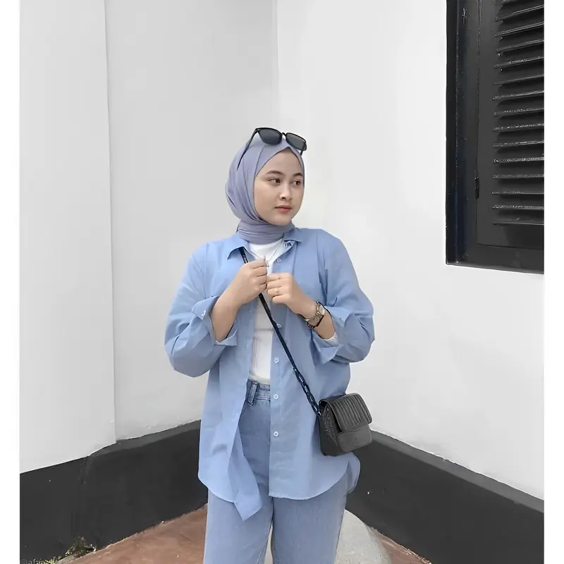kemeja wanita lengan panjang-olivia shirt oversize-blouse wanita korean style 1