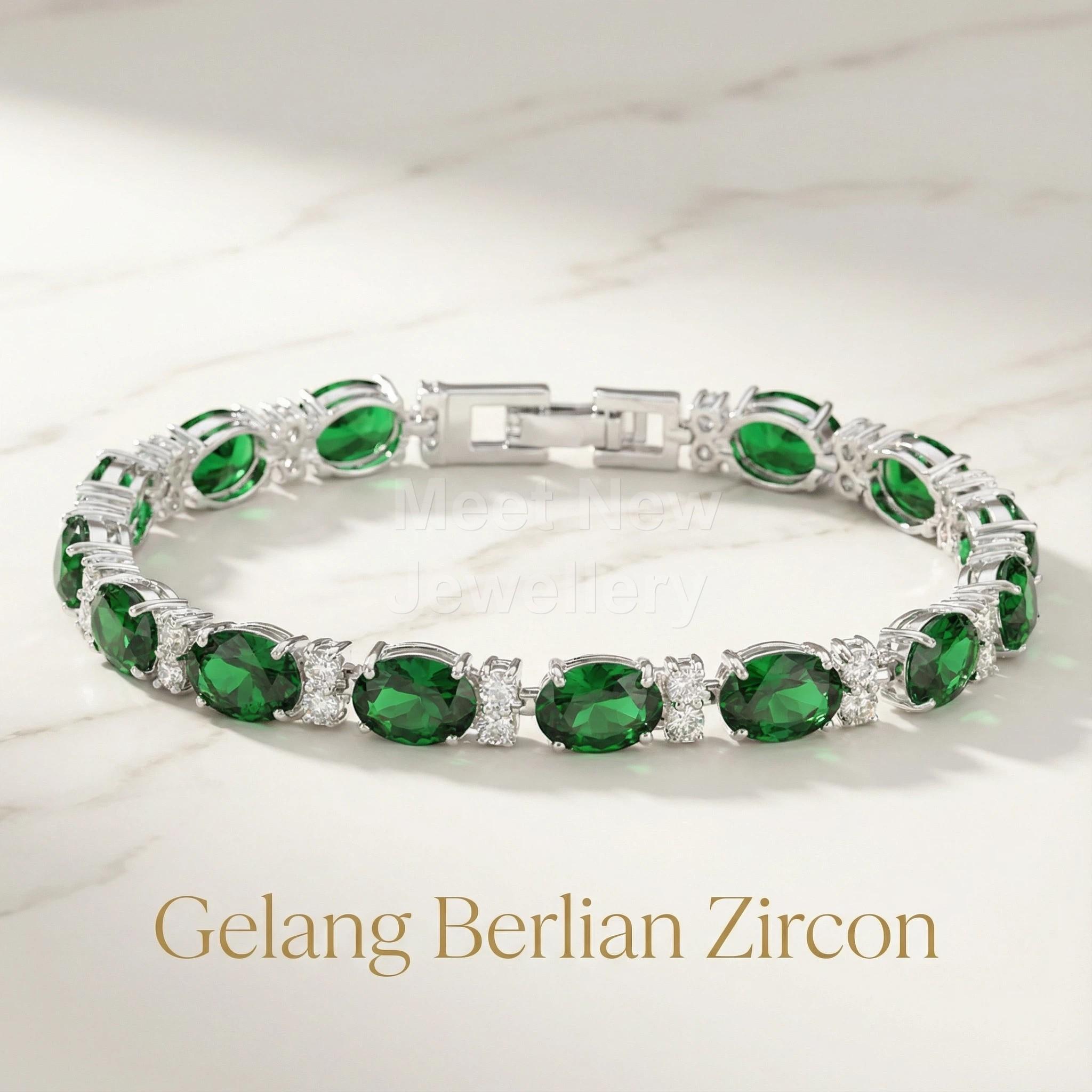 MNSG39 Aksesoris Musim Panas Gelang Zirkonia Berwarna Kristal Multiwarna Sederhana Perhiasan Elegan untuk Gaya Fashion