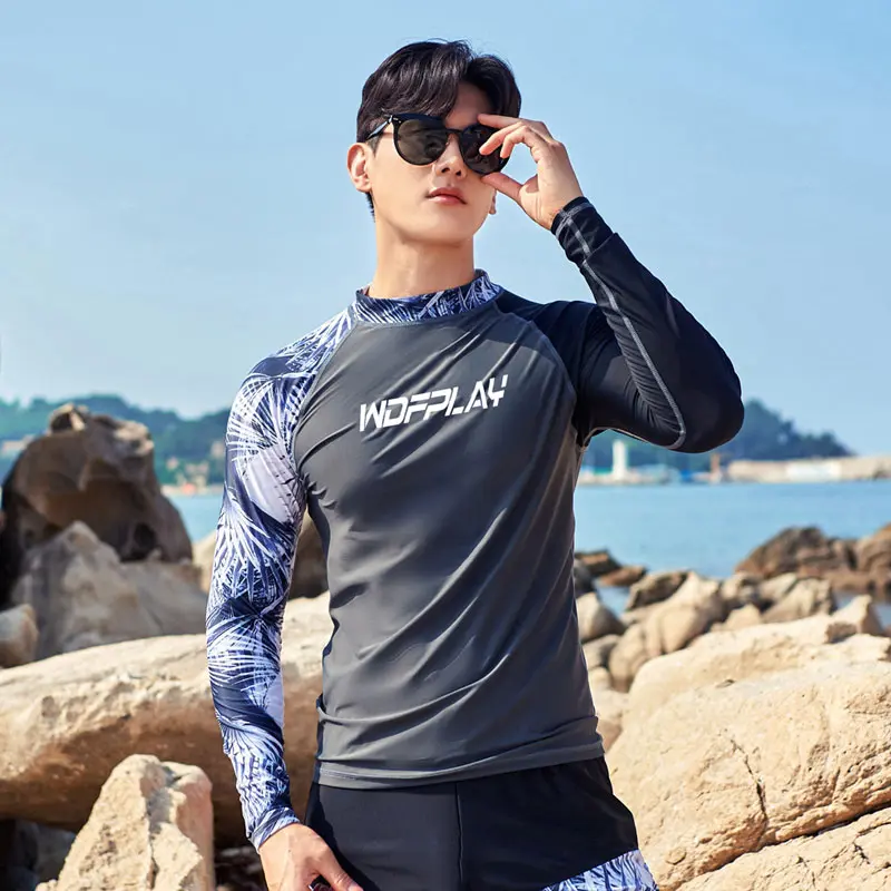 WDFPLAY men's UV Sun Protection Long Sleeve Rash Guard Wetsuit Swimsuit Top  Diving Suit Men Split Long-Sleeved Trousers Sunscreen Quick-Drying Snorkeling Mother Clothing