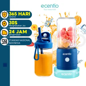 【in stock】【celyhome×exclusive】【10 Mata pisau】【Garansi 1 tahun】【Pengemasan bubble wrap dijamin aman 】ecentio blender 10 pisau juicer Kaca Tebal 2 Cup mini portable dengan sedotan 380ml+380ml