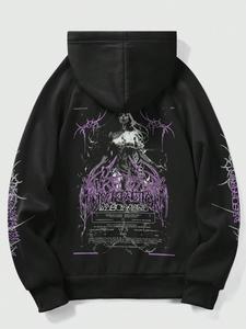 Sudadera negra con capucha y manga larga para hombre, con estampado de eslogan, ideal para vacaciones, primavera, festivales y ejercicios de fitness