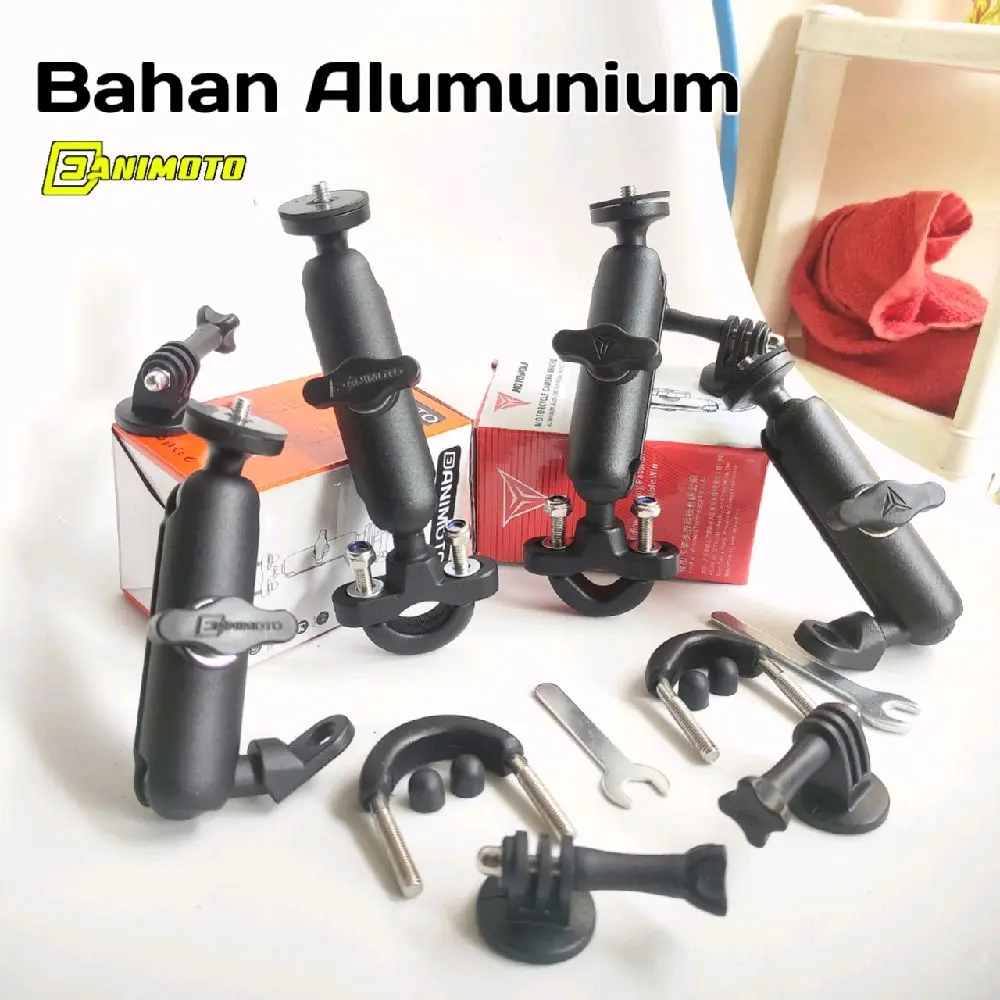 BRACKET MOUNTING GOPRO INSTA360 SPION STANG HANDLEBAR MOTOR ALUMUNIUM DUDUKAN CAMERA ACTION Motorcycle Motowolf