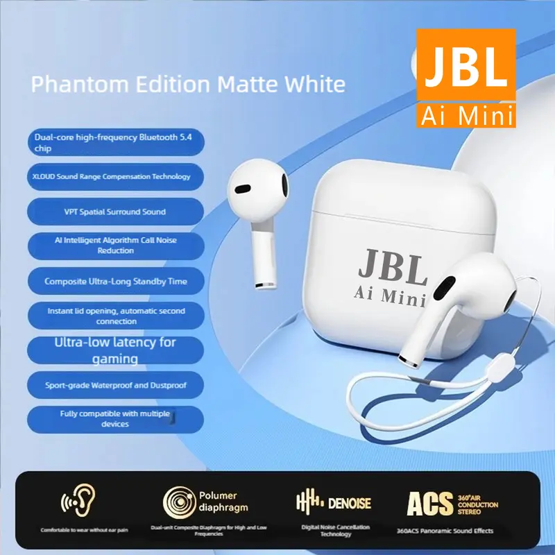 Asli JBL-AIMINI Bluetooth Headphones True Wireless Earbuds Wireless Charging Case IPX5 Waterproof in-Ear Ear buds with Mic for TV Smart Phone Laptop Computer Sports 0