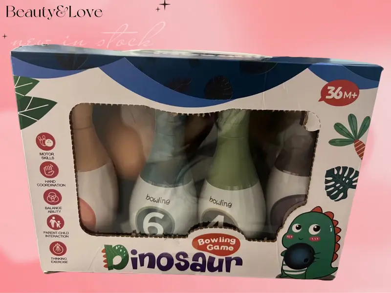 Mainan Anak Bola Bowling Ball Ukuran Besar Set Pin Bowling Edukasi Angka Motif Dinosaurus Laki Laki Perempuan SNI 6