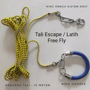 Tali Escape Tali Latih Free Fly Burung Lengkap Ring Handle Pegangan Tangan