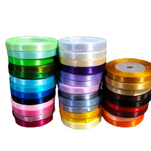 Pita Satin 10 mm per roll untuk buket, kado, hiasan dan aksesoris Bunga