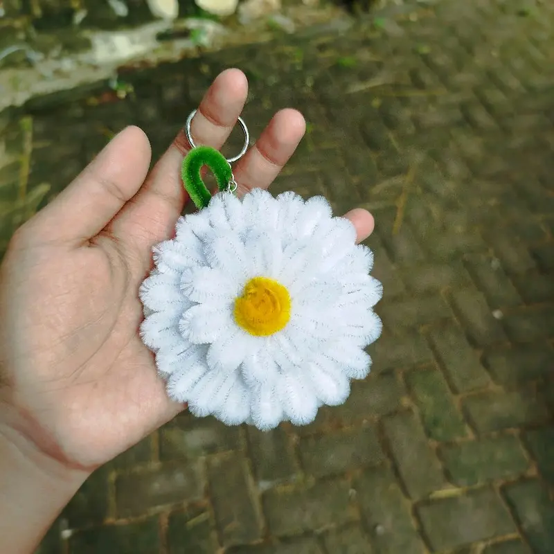 Cermin mini bunga kawat bulu, cermin lucu Gift Ganci keychain Kunci gantungan Aksesoris cermin makeup souvenir 2