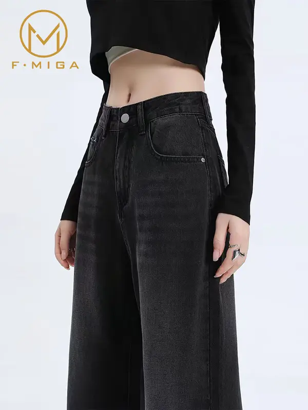 F·MIGA C105 Celana Jeans Wanita High Waist Celana Jeans Panjang Wanita Korean - Hitam 5