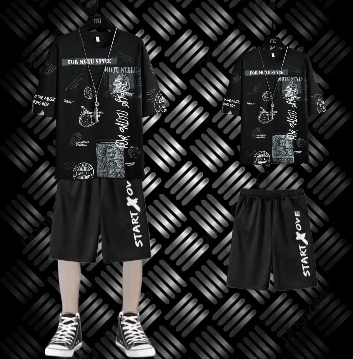 Setelan Overall Pria COD, Ukuran L-XL-XXL, Atasan Celana 1 Set, Motif Sablon Berkualitas Premium, Jahitan Rapi - Celana Kasual - MT - SEFO.ID