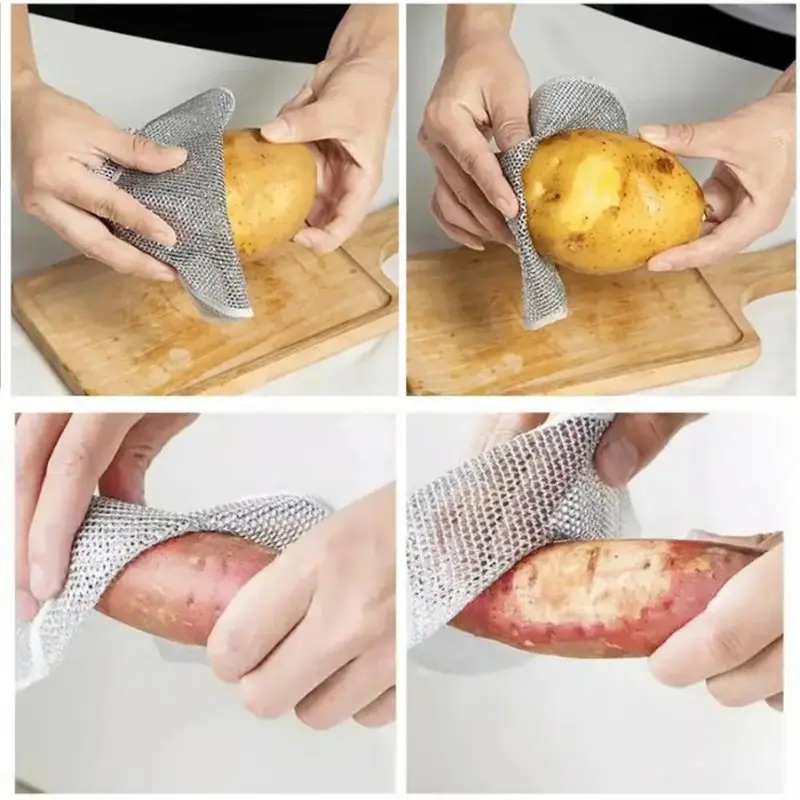 kain kawat cuci piring lap kawat halus dapur persegi 3
