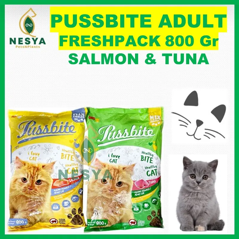 Bundling 2 PCS Pussbite Makanan Kucing Kering Premium Frespack 800Gr 0