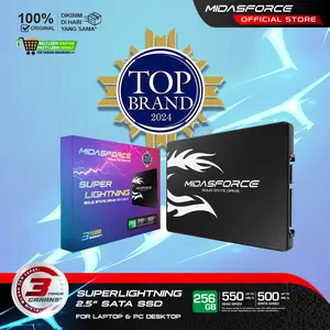 SSD 256GB Midasforce Superlightning SATA 3 6GB/s untuk Laptop dan PC SATA III Internal Storage pengganti Hdd ssd  laptop