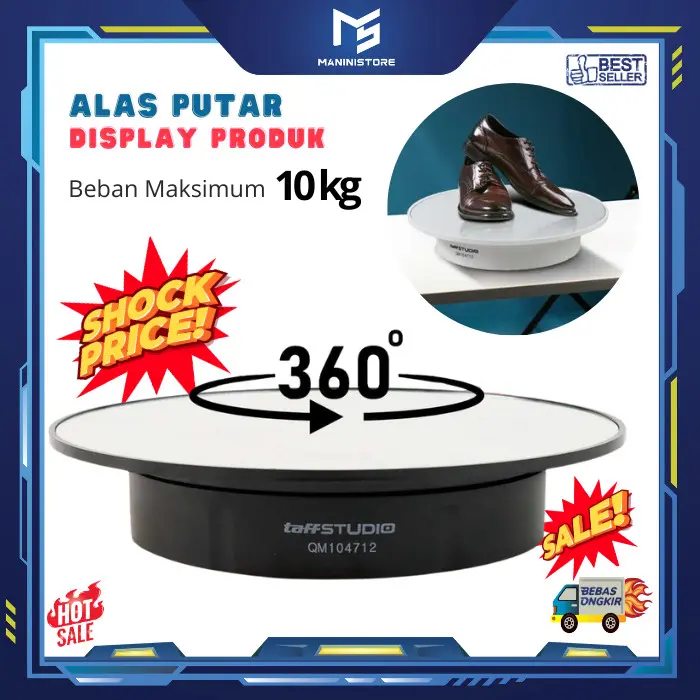 Alas Putar Display Produk Fotografi Video Mirror Rotating 360 13 20 cm