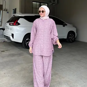 Helda's Collection - Setelan Celana Baju Kancing Bahan Rayon Viscose