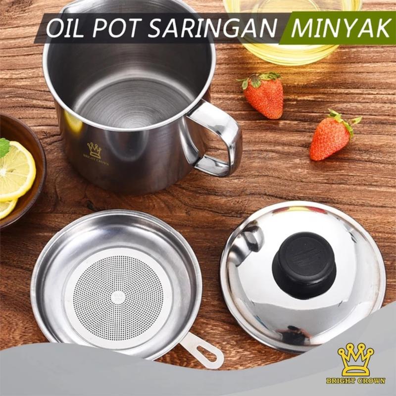 OIL POT STAINLESS 1,3 LITER MUG GELAS SARINGAN TEMPAT WADAH OIL POT 1,2 LITER OIL POT WADAH MINYAK GORENG 1