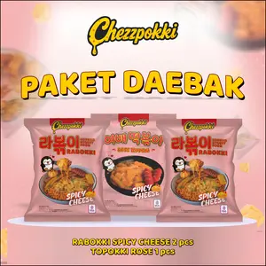 [CHEZZPOKKI] PAKET DAEBAK Rabokki Topokki Rose Spicy Cheese HALAL - tteok mie kuah keju pedas gurih makanan korea kekinian Food Noodles Ramen Instan