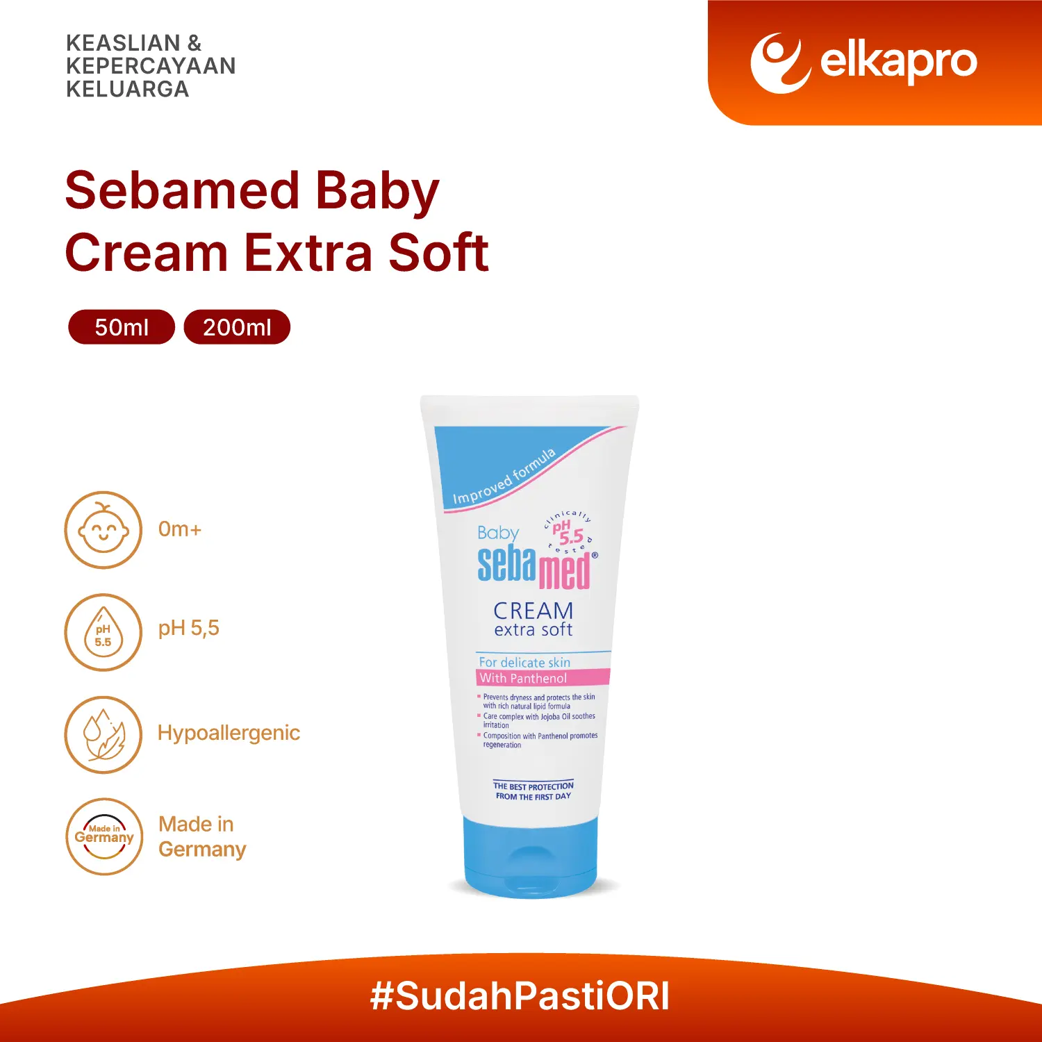 Sebamed Baby Cream Extra Soft - Krim Bayi untuk Kulit Sensitif, Eksim, dan Alergi