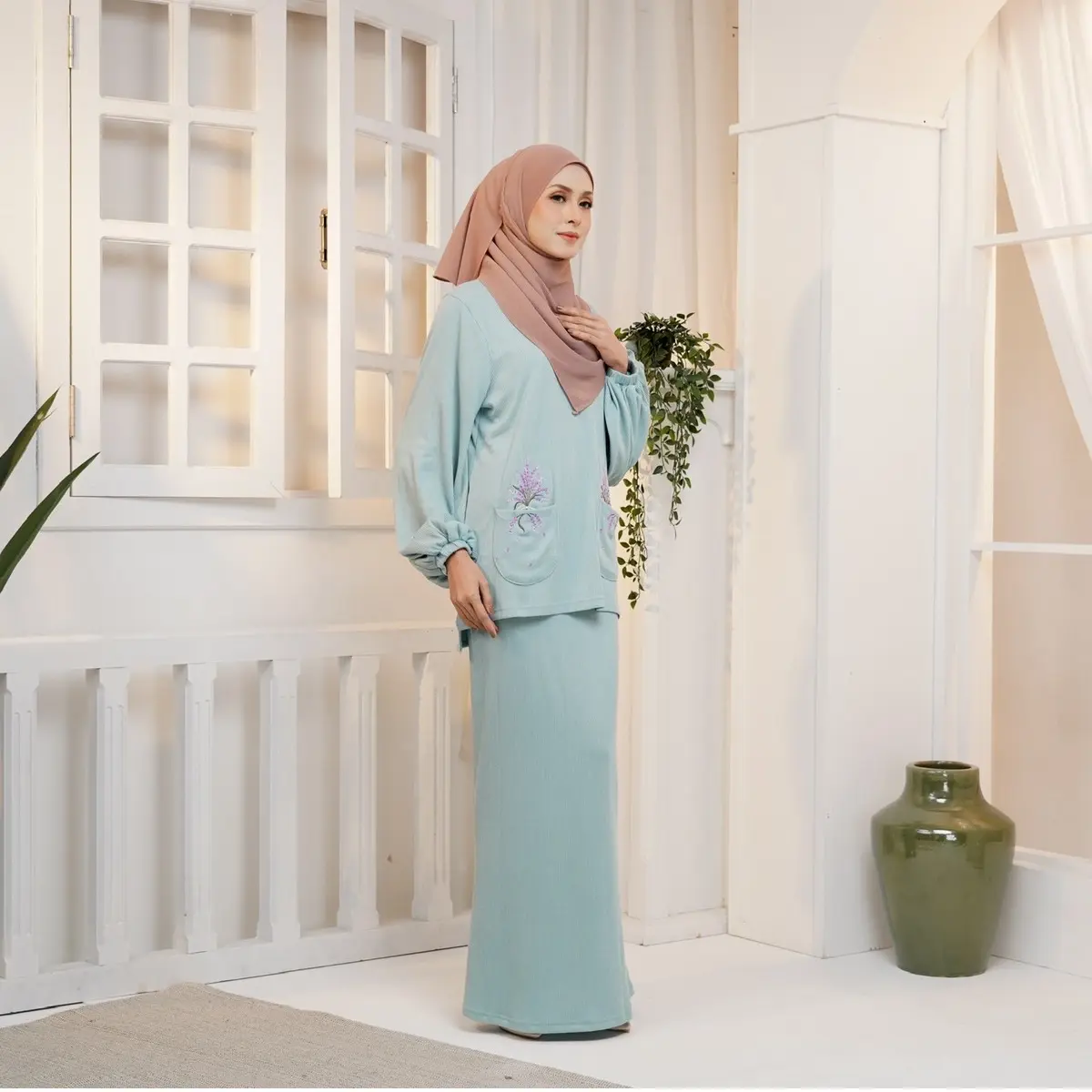 Aster Baju Raya Embroidery Baju Kurung Set for Ladies