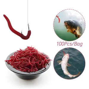 Umpan lunak umpan cacing lunak umpan cacing tanah umpan palsu cacing merah satu pak isi 100 umpan pancing umpan pancing laut