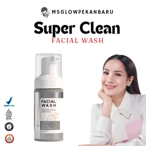MS GLOW - FACIAL WASH NEW SUPER CLEAN ALL SKIN TYPE  Perawatan Wajah Membersihkan Pembersihan Cleansing