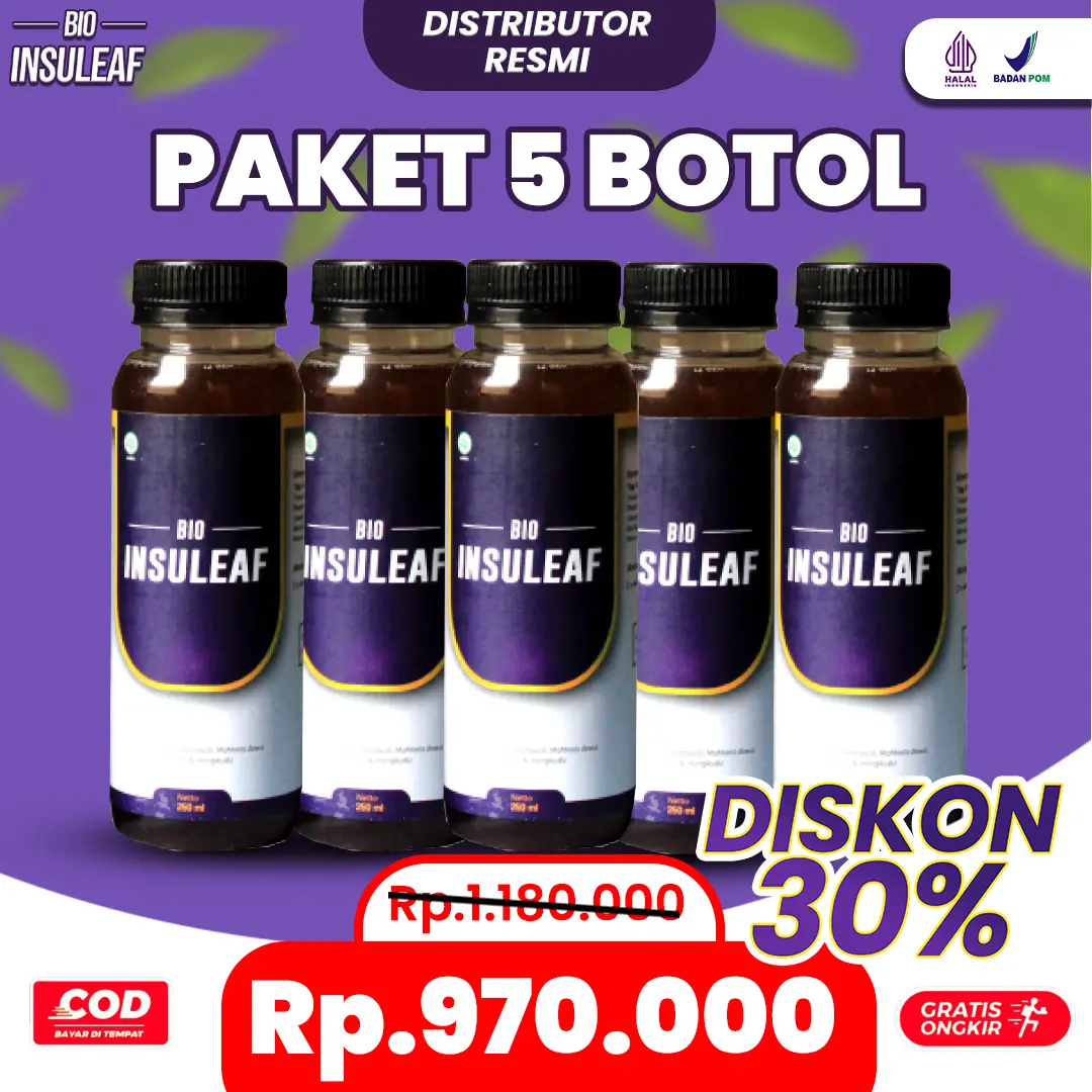 Bio Insuleaf Original 5 Botol Halal dan BPOM
