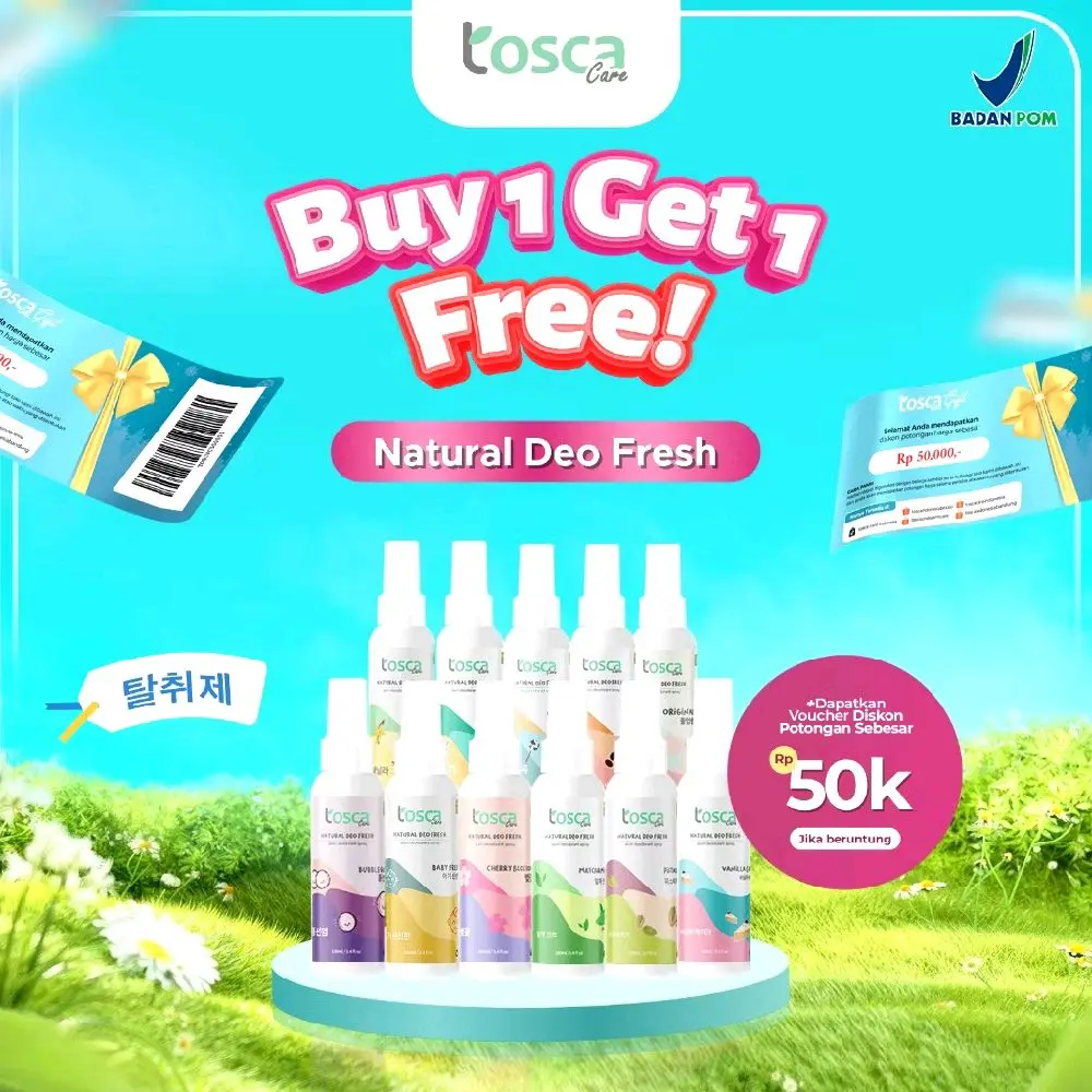 [BUY 1 GET 1 FREE] Tosca Care Deodorant Tawas Natural Deo Fresh Anti Perspiran Bebas Bau Badan 100ml
