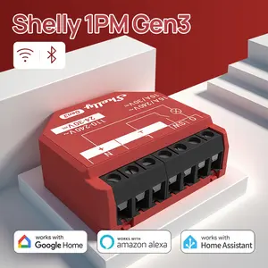 Shelly 1PM Gen3 WiFi Smart Relay Switch with Power Metering 1-Channel 16A Home Automation Compatible with Alexa & Google Home  No Hub Wireless Lighting Control