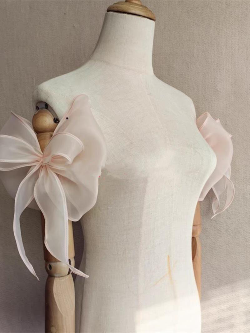 Product Introduction of Đầm cưới, cô dâu tay áo, có thể tháo rời, có nơ, làm bằng Organza, thích hợp cho váy dự tiệc, phụ kiện cho phụ nữ 16