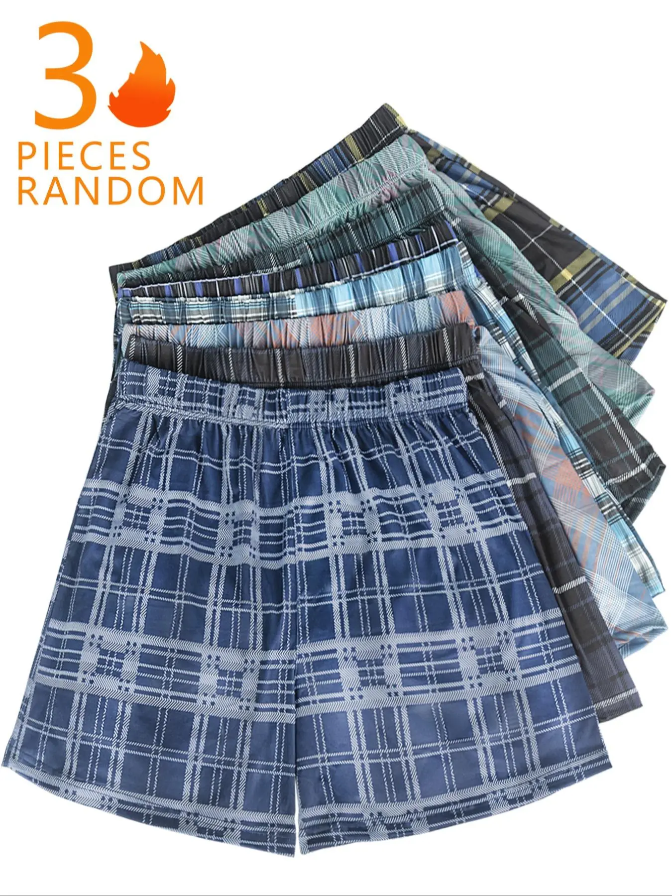 Random Color Men's Plaid Print Boxer Brief, Casual Comfy Breathable Underwear for Daily Wear, Men's Underwear for All Seasons