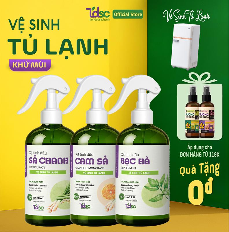 Chai Dung Dịch Vệ Sinh Khử Khuẩn Tủ Lạnh TINHDAUSACHANH 100ml 500ml Nước Xịt Thơm Khử Mùi Hôi Kháng Khuẩn Tủ Lạnh Làm Sạch