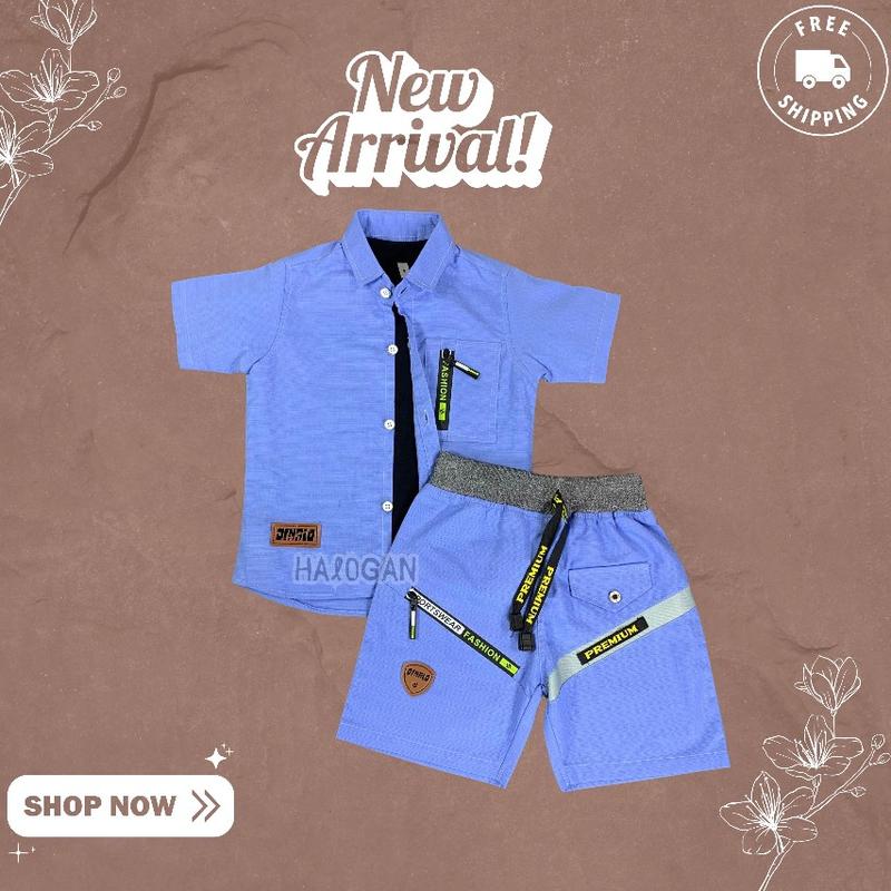 Product Introduction of Setelan Kemeja Anak Cowo Anak Laki-laki Lengan Pendek Celana Pendek Kombinasi Usia 1-5 Tahun By Halogan Kids 28