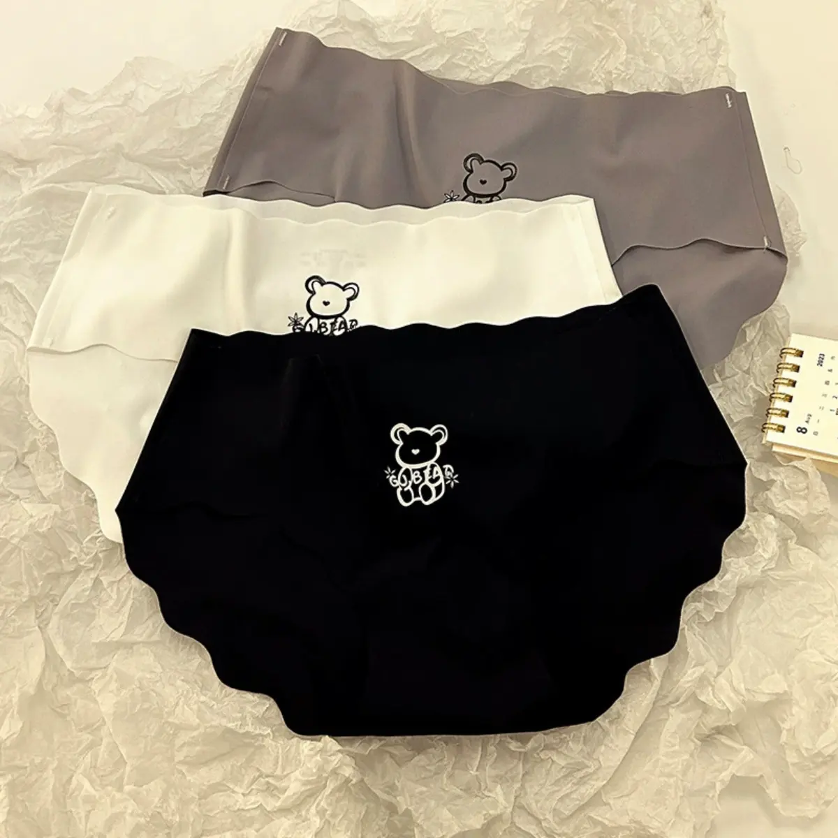 Sét 10 quần su nữ hình gấu cute gợn sóng không đường may (FREESHIP) (3 màu hoặc 5 màu) Cạp Thấp Women  Quần Lót Cotton
